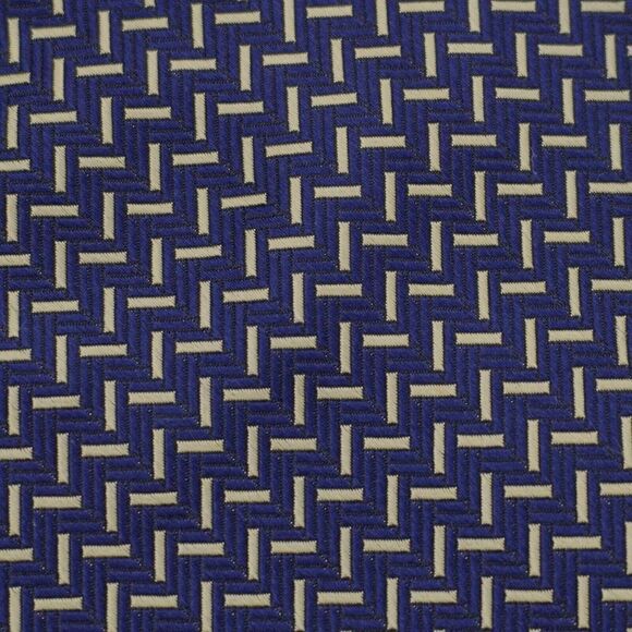 Jos A Bank Premier Collection Blue Tan Basketweave Short Silk Tie - Picture 2 of 5